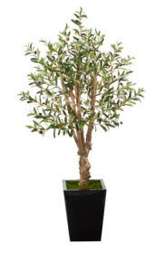 4.5â€™ Olive Artificial Tree in Black Metal Planter
